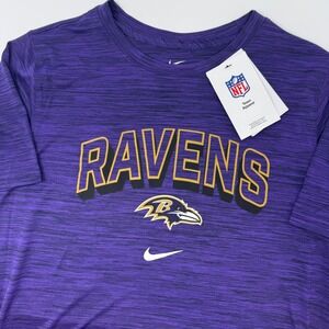 Nike NFL Baltimore Ravens Youth Dri Fit T Shirt Purple Gold Logo Large 14 16 NEW